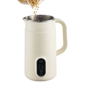 6 in 1 nut milk maker, 20 oz soy milk maker machine with 6 blades, for homemade oat, nut, soy, juice, plant based and non dairy beverages with high temp self cleaning, boil water, 12 hour delay