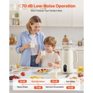 6 in 1 nut milk maker, 20 oz soy milk maker machine with 6 blades, for homemade oat, nut, soy, juice, plant based and non dairy beverages with high temp self cleaning, boil water, 12 hour delay
