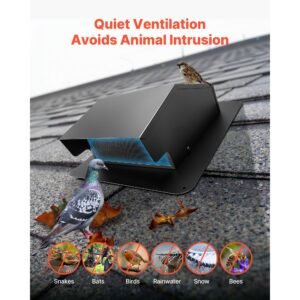 6 inch hooded wall vent cover, square ac vent gable cover, premium spcc steel & with built in a protection screen, for roofs,walls,outside duct exhaust outlets (1 pack, black)