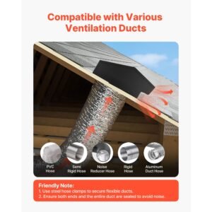 6 inch hooded wall vent cover, square ac vent gable cover, premium spcc steel & with built in a protection screen, for roofs,walls,outside duct exhaust outlets (1 pack, black)