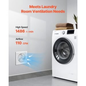 6 inch through the wall ventilation fan, 110 cfm through wall exhaust fan with ac motor, quiet vent easy installation for bathroom,garage,laundry room,storage room air exchanger