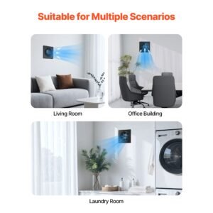 6 inch through the wall ventilation fan, 205 cfm through wall exhaust fan with ac motor, quiet vent easy installation for bathroom,garage,laundry room,storage room air exchanger