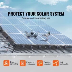 6 inch x 100ft solar panel bird guard, critter guard roll kit with 100pcs aluminum alloy fasteners, solar panel guard with rust proof pvc coating, 1/2 inch wire roll mesh