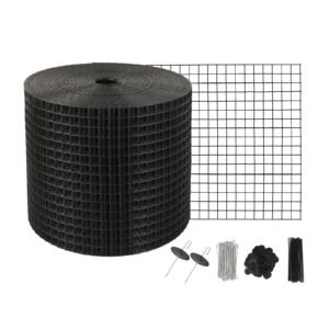 6 inch x 100ft solar panel bird guard, critter guard roll kit with 60pcs aluminum alloy fasteners, solar panel guard with rust proof pvc coating, 1/2 inch wire roll mesh