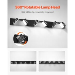 6 light led modern vanity light fixtures, 40.35 inch, black finish bathroom wall lighting fixture over mirror, with ip44 waterproof, for bathroom, living room, bedroom, hallway, cool white 6000k