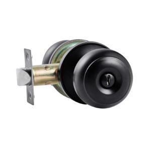 6 pack black door knobs, privacy door knob with round ball, keyless exterior & thumb turn lock interior, all metal doorknobs hardware, matte black modern design for bedroom & bathroom
