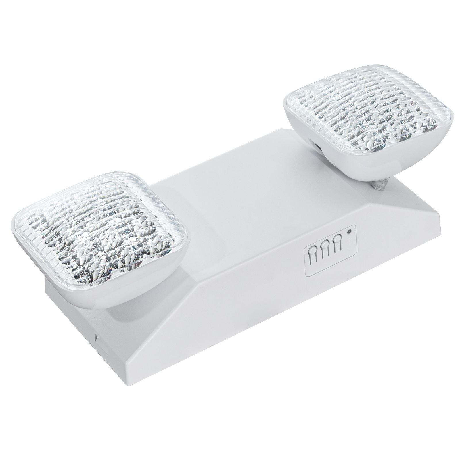 6 pack commercial emergency light, 3w, white led emergency exit lighting fixtures with 180 minutes backup battery adjustable 2 led square head, ceiling or wall mount for business power outages