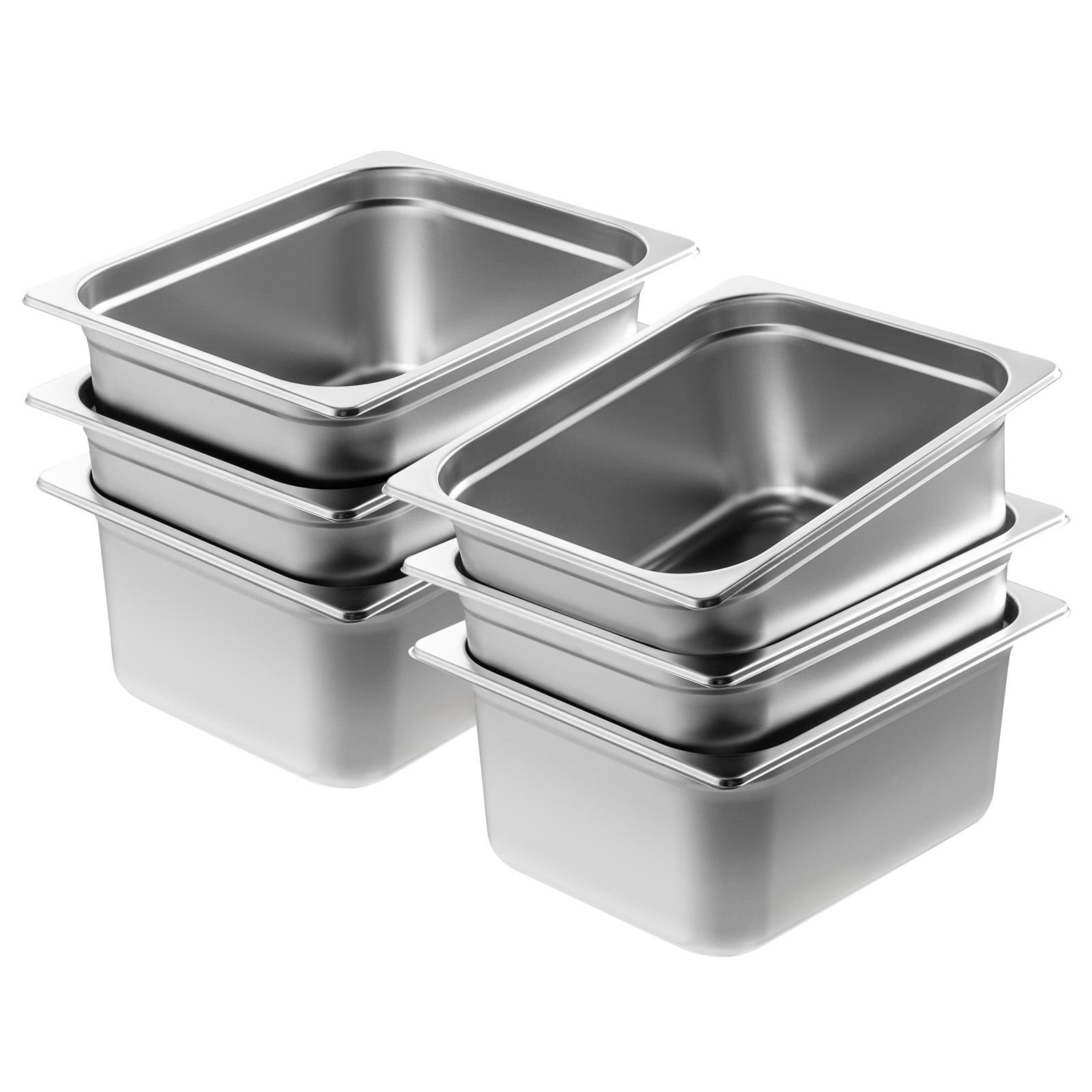 6 pack hotel pans, 1/2 size anti jam steam pan, 0.8mm thick stainless steel restaurant steam table pan, 6 inch deep commercial table pan, catering storage food pan, for industrial & scientific