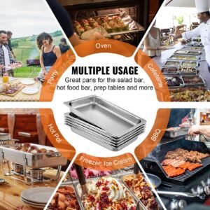 6 pack steam table pans 20.9 x 12.8 x 2.6 inch deep steam table pan full size 8.5l deep food container stainless steel oven tray hotel pans anti jam steam table food pan