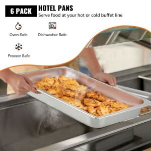 6 pack steam table pans 20.9 x 12.8 x 2.6 inch deep steam table pan full size 8.5l deep food container stainless steel oven tray hotel pans anti jam steam table food pan