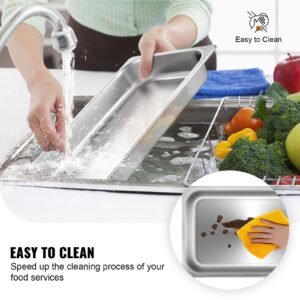 6 pack steam table pans 20.9 x 12.8 x 2.6 inch deep steam table pan full size 8.5l deep food container stainless steel oven tray hotel pans anti jam steam table food pan