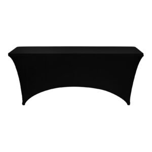6 pack table cloth for 6ft rectangular fitted events, wrinkle resistant stretch black table covers, washable spandex tablecloth protector, for party, wedding, cocktail, banquet, festival