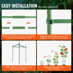 6 packs tomato cages for garden, 48 inch tomato trellis plant stakes support, stackable tall plant support cage, for raised garden bed, vegetables flowers and climbing plants