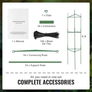 6 packs tomato cages for garden, 48 inch tomato trellis plant stakes support, stackable tall plant support cage, for raised garden bed, vegetables flowers and climbing plants