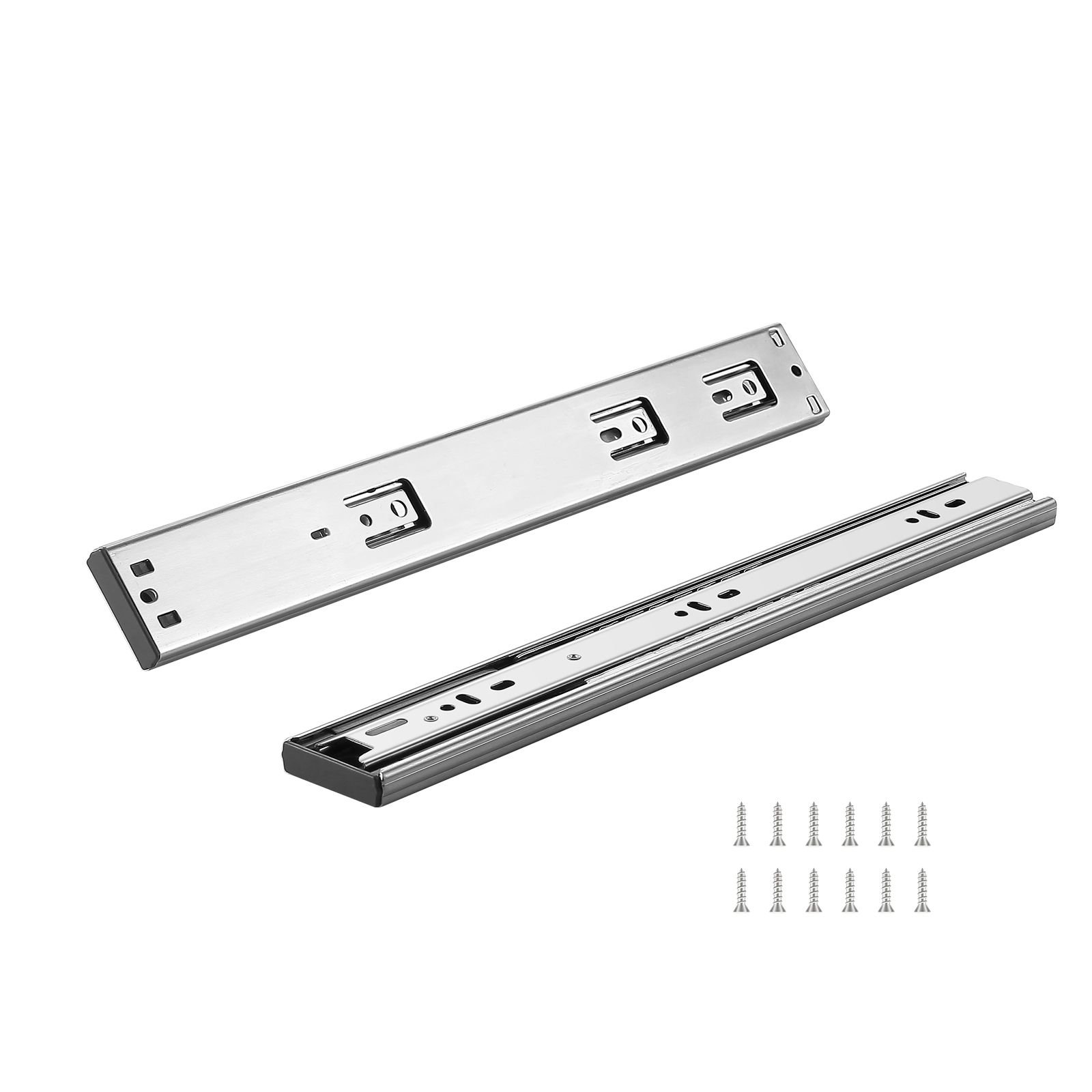 6 pairs of 14 inch drawer slides side mount rails, heavy duty full extension steel track, soft close noiseless guide glides cabinet kitchen runners with ball bearing, 100 lbs load capacity