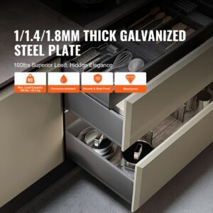 6 pairs of 15 inch drawer bottom side mount rails, heavy duty full ball bearing extension steel track, soft close noiseless guide glides cabinet kitchen runners with locking mechanism, 100 lbs