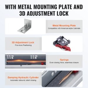 6 pairs of 15 inch drawer bottom side mount rails, heavy duty full ball bearing extension steel track, soft close noiseless guide glides cabinet kitchen runners with locking mechanism, 100 lbs