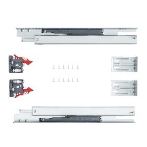6 Pairs of 18 Inch Drawer Bottom Side Mount Rails, Heavy Duty Full Ball Bearing Extension Steel Track, Soft-Close Noiseless Guide Glides Cabinet Kitchen Runners with Locking Mechanism, 100 Lbs