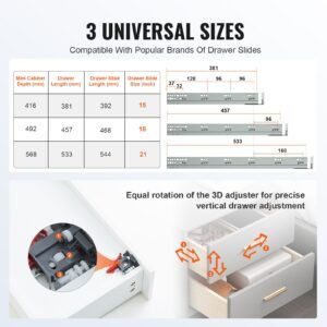6 pairs of 18 inch drawer bottom side mount rails, heavy duty full ball bearing extension steel track, soft close noiseless guide glides cabinet kitchen runners with locking mechanism, 100 lbs