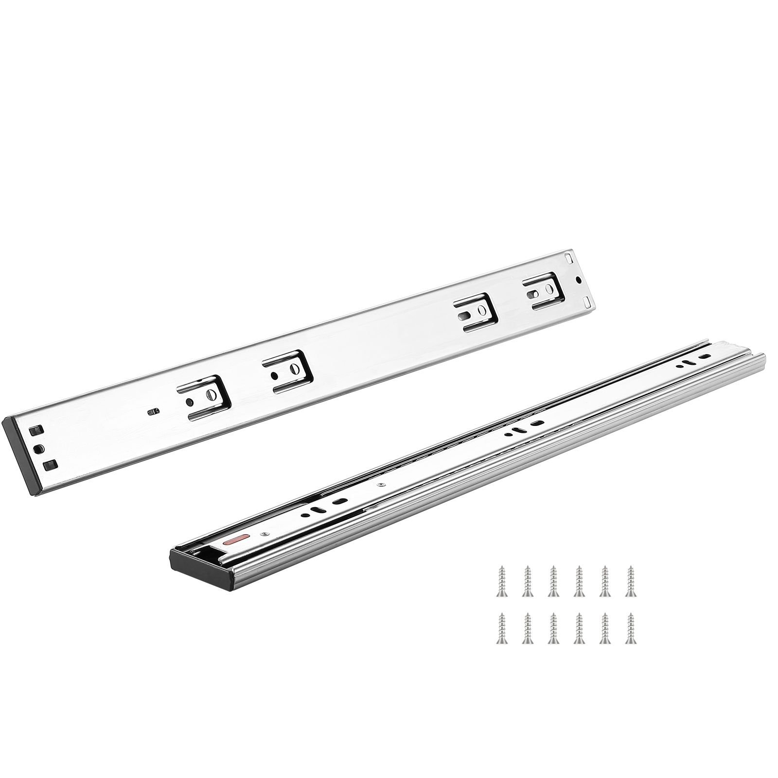 6 pairs of 18 inch drawer slides side mount rails, heavy duty full extension steel track, soft close noiseless guide glides cabinet kitchen runners with ball bearing, 100 lbs load capacity