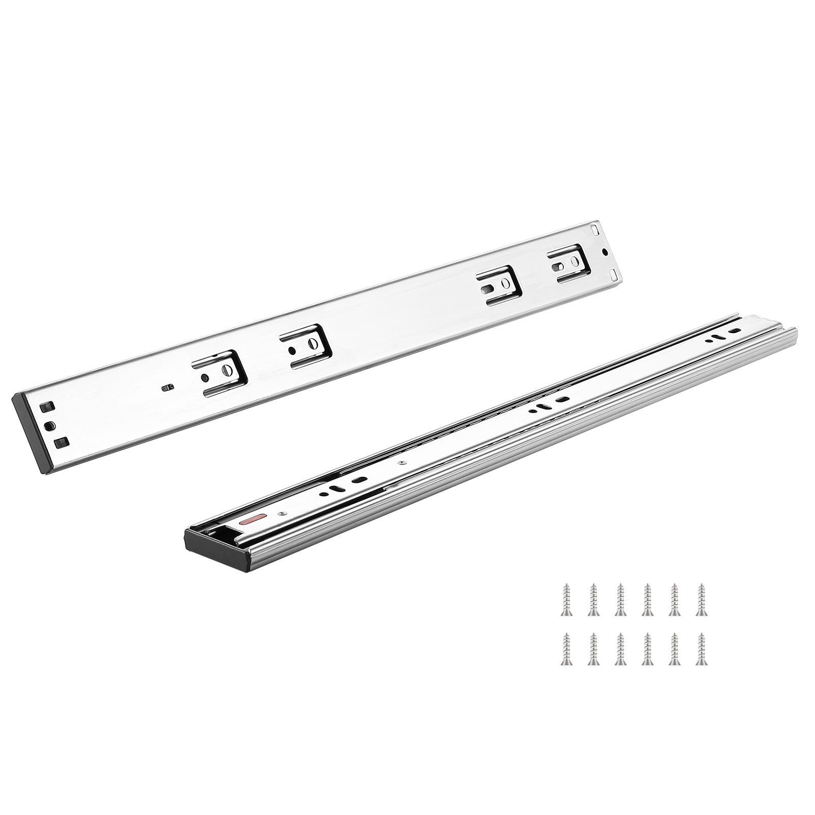 6 pairs of 20 inch drawer slides side mount rails, heavy duty full extension steel track, soft close noiseless guide glides cabinet kitchen runners with ball bearing, 100 lbs load capacity
