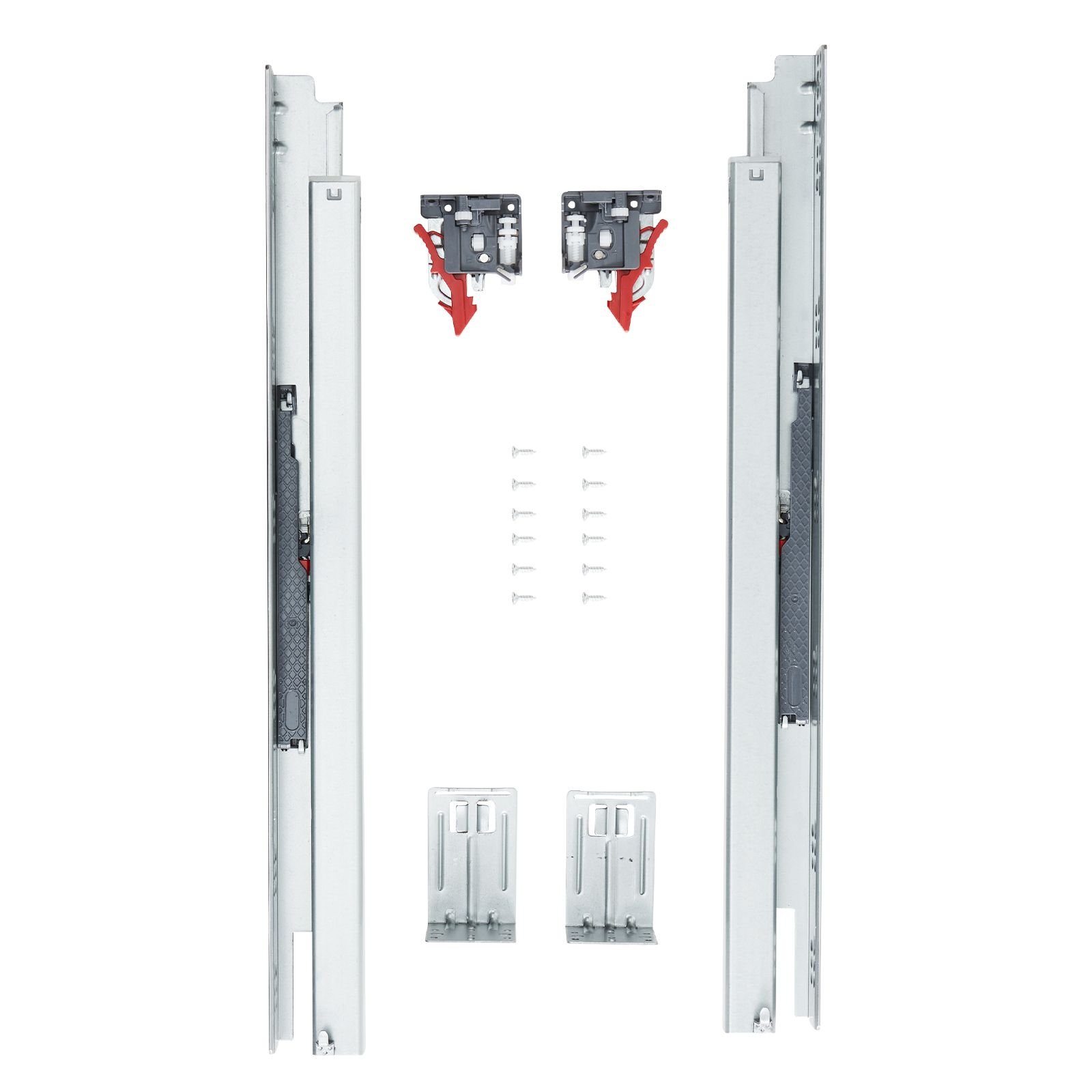 6 pairs of 21 inch drawer bottom side mount rails, heavy duty full ball bearing extension steel track, soft close noiseless guide glides cabinet kitchen runners with locking mechanism, 100 lbs