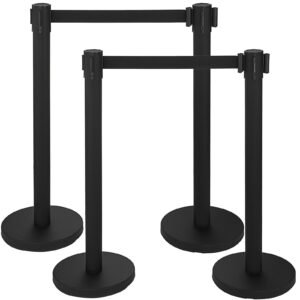 6 pcs black stanchion posts stainless steel stanchion queue post black belt retractable 36in for both indoor and outdoor use.
