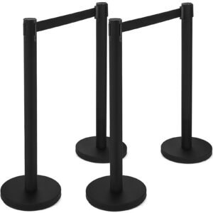 6 pcs black stanchion posts stainless steel stanchion queue post black belt retractable 36in for both indoor and outdoor use.