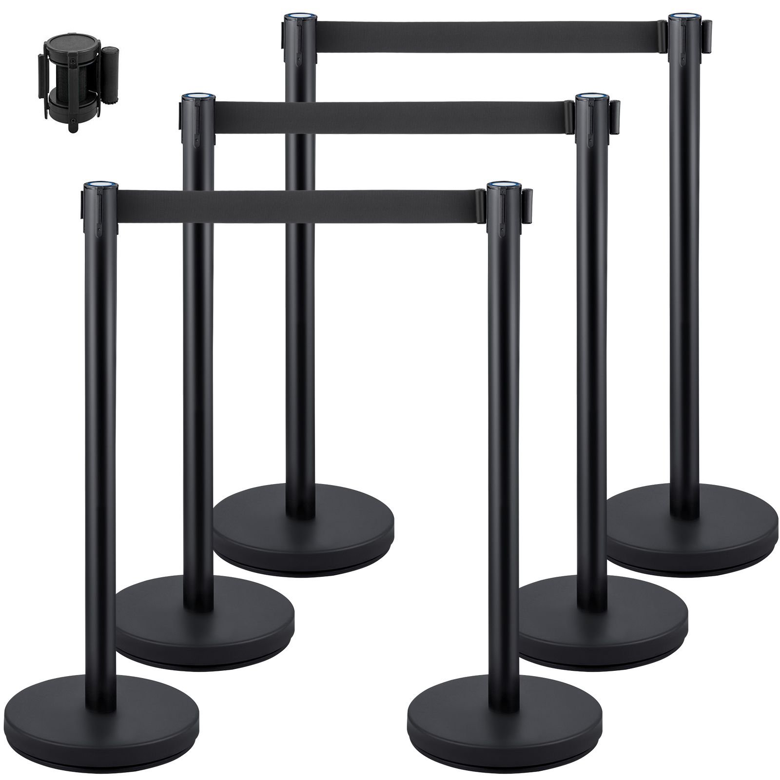 6 pcs black stanchion posts stainless steel stanchion queue post black belt retractable 36in for both indoor and outdoor use.