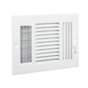 6 x 10 inch floor registers, 6 pack floor vents, hvac 3 direction iron vent grilles for home/office wall & ceiling, rustproof anti peeling air vents deflector adjustable with metal damper, white