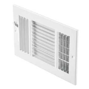 6 x 10 inch floor registers, 6 pack floor vents, hvac 3 direction iron vent grilles for home/office wall & ceiling, rustproof anti peeling air vents deflector adjustable with metal damper, white