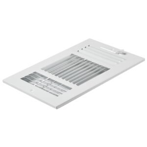 6 x 10 inch floor registers, 6 pack floor vents, hvac 3 direction iron vent grilles for home/office wall & ceiling, rustproof anti peeling air vents deflector adjustable with metal damper, white