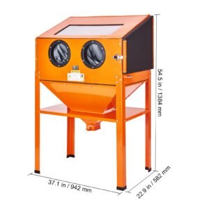 60 gallon sandblasting cabinet, 40 120psi sand blasting cabinet with stand, heavy duty steel sand blaster with blasting gun & 4 ceramic nozzles for paint, stain, rust removal