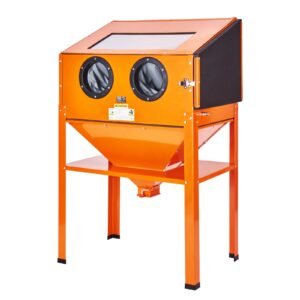 60 gallon sandblasting cabinet, 40 120psi sand blasting cabinet with stand, heavy duty steel sand blaster with blasting gun & 4 ceramic nozzles for paint, stain, rust removal