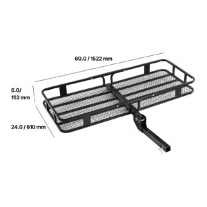60" x 24" x 6", hitch cargo carrier, 500 lbs capacity hitch cargo carrier with cargo net with hook & waterproof cargo bag, folding hitch mount cargo carrier with ratchet straps, fit for suvs