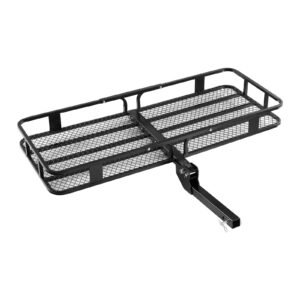 60" x 24" x 6", hitch cargo carrier, 500 lbs capacity hitch cargo carrier with cargo net with hook & waterproof cargo bag, folding hitch mount cargo carrier with ratchet straps, fit for suvs