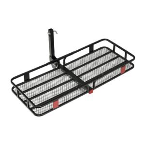 60" x 24" x 6", hitch cargo carrier, 500 lbs capacity hitch cargo carrier with cargo net with hook & waterproof cargo bag, folding hitch mount cargo carrier with ratchet straps, fit for suvs