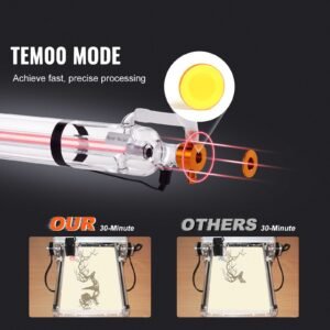 60w co2 laser tube, 49.2 in (1250 mm) length, 2 in (55 mm) dia borosilicate glass laser cutter tube with metal head, 5000 6000hr wires preconnected for laser engraver engraving cutting machine
