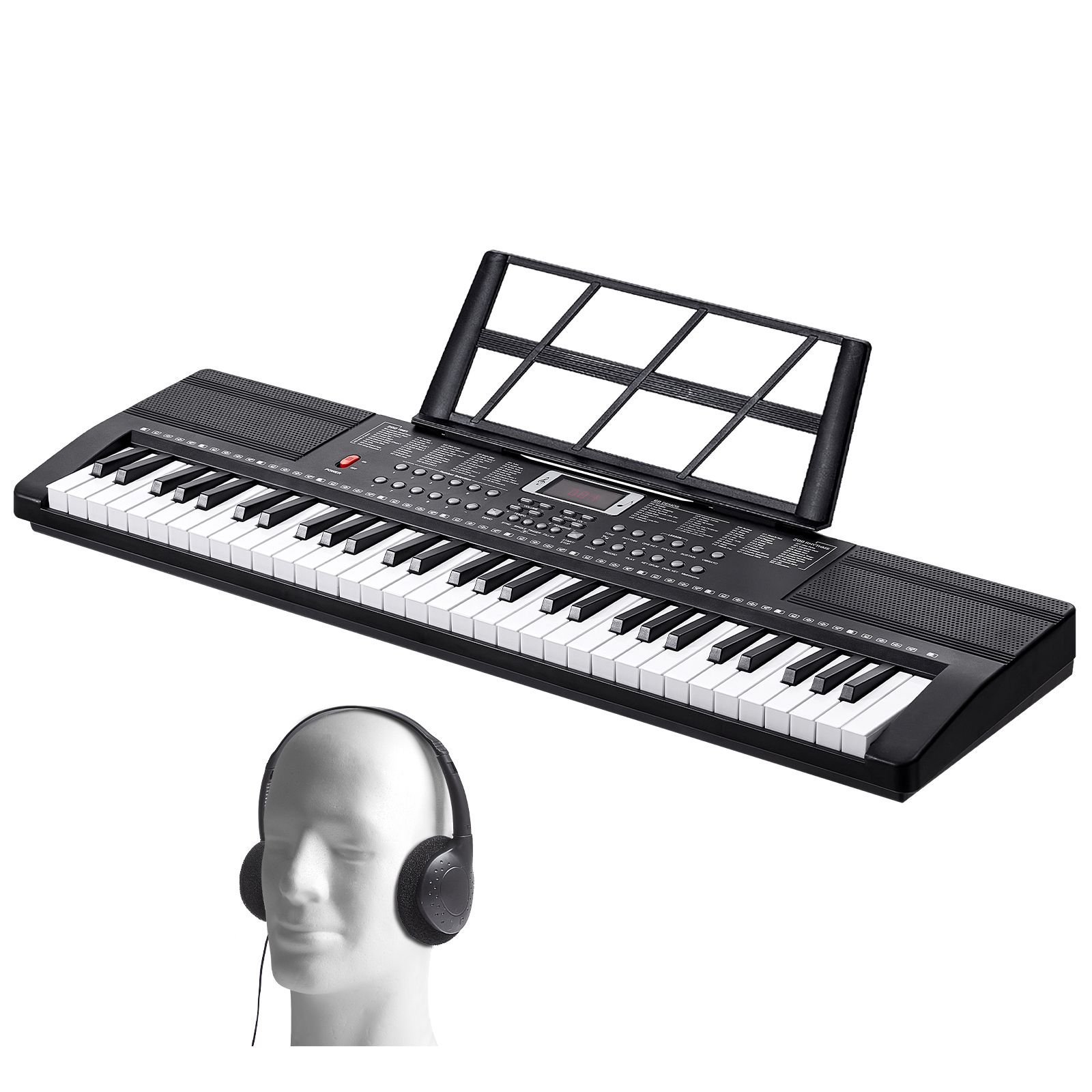 61 key digital keyboard piano, 200 tones 200 rhythms, electric portable piano keyboard kit with 60 demo songs built in dual speakers headphones, piano stickers for beginners learning