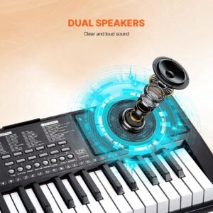 61 key digital keyboard piano, lighted keys, electric portable piano with adjustable stand 600 tones 500 rhythms built in speakers sustain pedal headphones, usb midi for beginners