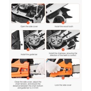 62 cc gas chainsaw, 20 inch gas powered chainsaw, 3.8 hp power chain saw with non slip handle, gas powered chainsaws with dual fuel tanks, for wood cutting, tree trimming, and land clearing