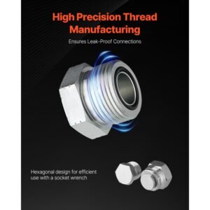 64 pcs din hydraulic fittings, heavy duty master industrial hydraulic cap and plug, hose tube and pipe fitting kit, cap and plug kit with precision threading, dash sizes 14/16/18/22/26/30/36