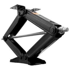 6500 lbs rv scissor jacks, 4 23.4 in rv stabilizer leveling scissor jacks, set of 2, heavy duty stabilizer jack with crank handle, socket and bubble levels, not easily bent or deformed