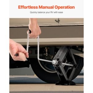 6500 lbs rv scissor jacks, 4 23.4 in rv stabilizer leveling scissor jacks, set of 4, heavy duty stabilizer jack with crank handle, socket and bubble levels, not easily bent or deformed