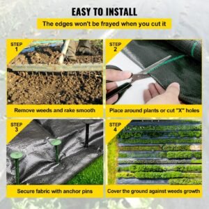 6.5ftx300ft premium weed barrier fabric heavy duty 3.2oz, woven weed control fabric, high permeability good for flower bed, geotextile fabric for underlayment, polyethylene ground cover