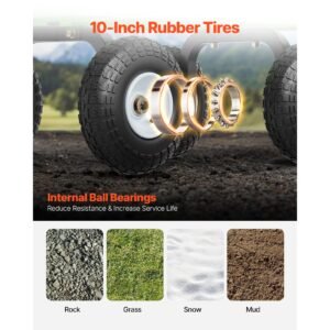 680 lbs steel garden cart on wheels, heavy duty garden wagon cart pullable, metal outdoor utility yard wagon carts with 10" tires, mesh removable sides and 180°rotating handle