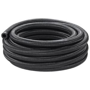 6an fuel line kit, 20 ft fuel hose kit, 0.34" nylon stainless steel braided fuel line oil/gas/diesel hose end fitting kit, with 12 pcs swivel fitting adapter kit, black