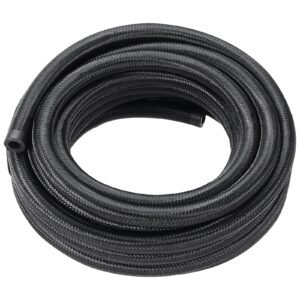 6an fuel line kit, 20 ft fuel hose kit, 0.34" nylon stainless steel braided fuel line oil/gas/diesel hose end fitting kit, with 12 pcs swivel fitting adapter kit, black