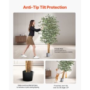 6ft artificial ficus tree with black pot, tall faux ficus plant with natural wood trunk and realistic green leaves, indoor fake silk tree for home, office, living room, or corner décor