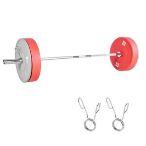 6ft barbell bar, fits 2 inch weight plates, chrome plated barbell bar with knurled grip for strength training, weightlifting, squat, deadlift, bench press, curl, overhead press, 500lbs capacity